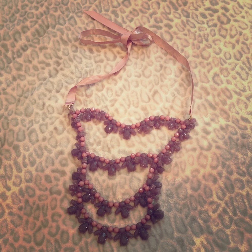 BEAUTIFUL Purple Ribbon Necklace